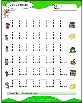 okul öncesi çizgi çalışma sayfaları